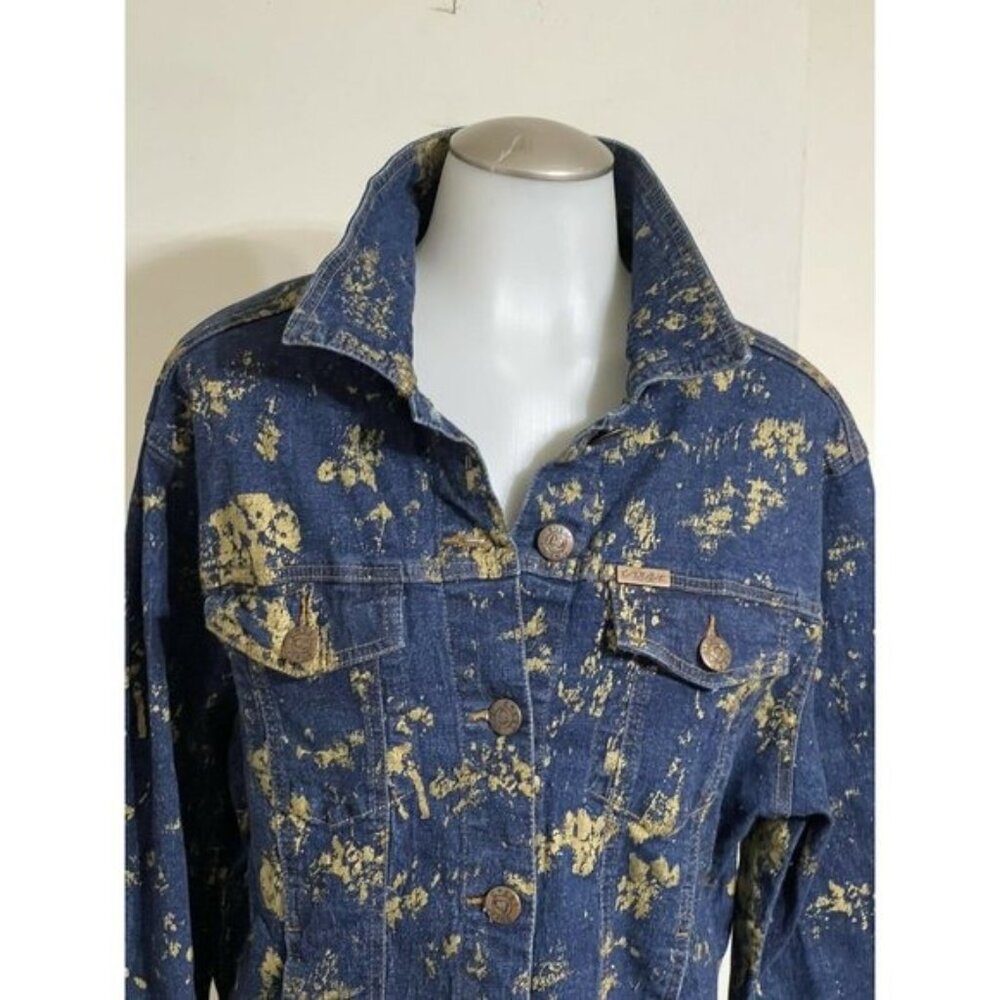 CREST. Women Denin Printing Metalic blue jacket, S ize L - Picture 3 of 12